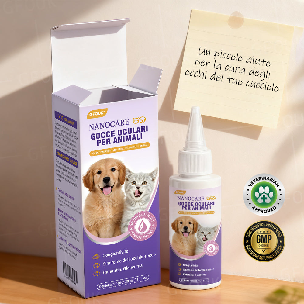 👩‍⚕️GFOUK® Gocce Oculari NanoCare per Animali ☑️ Allevia congiuntivite, secchezza oculare, cataratta e cheratite 🐶