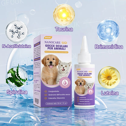 👩‍⚕️GFOUK® Gocce Oculari NanoCare per Animali ☑️ Allevia congiuntivite, secchezza oculare, cataratta e cheratite 🐶