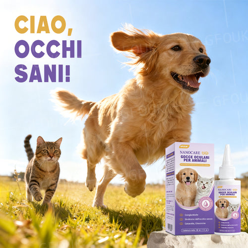 👩‍⚕️GFOUK® Gocce Oculari NanoCare per Animali ☑️ Allevia congiuntivite, secchezza oculare, cataratta e cheratite 🐶